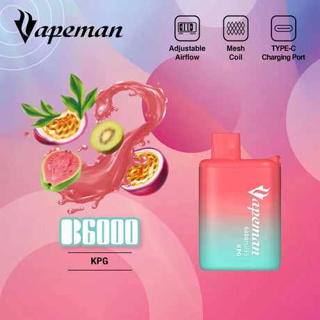 Vapeman 6000 Puffs Rechargable Vape - B6000 Federal Excise Tax StoneSmiths KPG