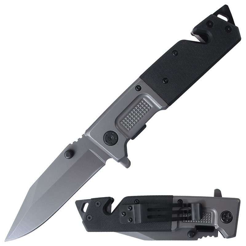 Folding Pocket Knife Stainless - Gun Gray Black [BF210856] Folding Knife Canadian Distributor