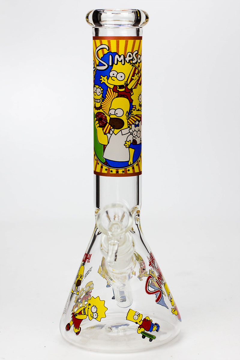 10" SS-Cartoon Graphic glass water bong- - One Wholesale