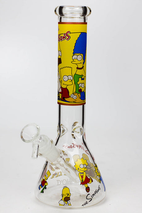 10" SS-Cartoon Graphic glass water bong-Cartoon B - One Wholesale