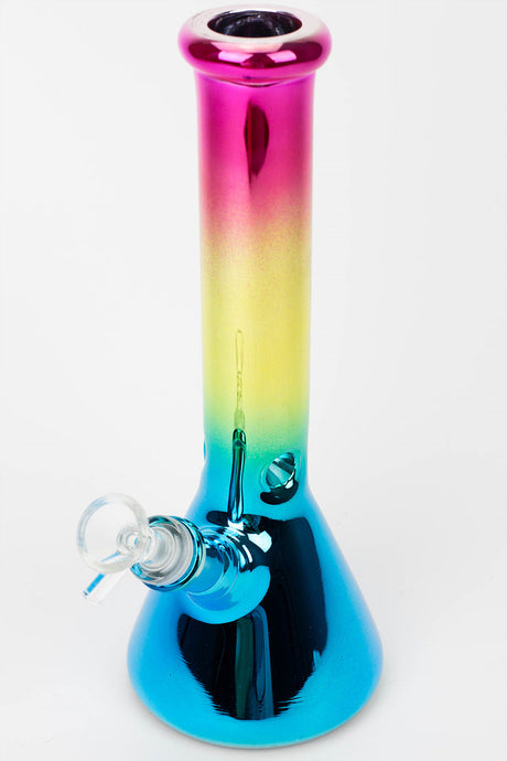 10" Metallic gradation glass water bong-PK/YL/BL - One Wholesale