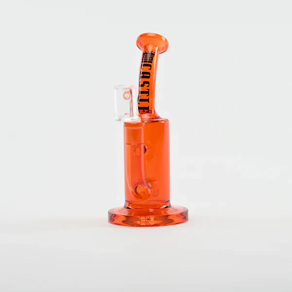 Castle Glassworks | 8.5" Barrel Dab Rig – 7mm Thick Electroplated Glass (14mm Female) Glass Rig Castle Glassworks Orange