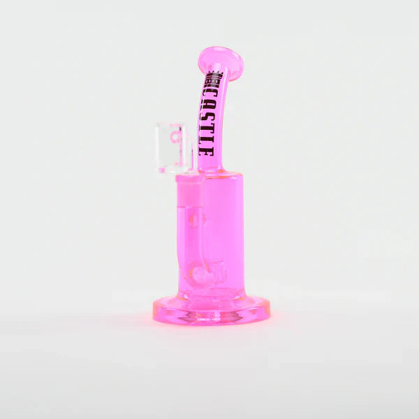 Castle Glassworks | 8.5" Barrel Dab Rig – 7mm Thick Electroplated Glass (14mm Female) Glass Rig Castle Glassworks Pink