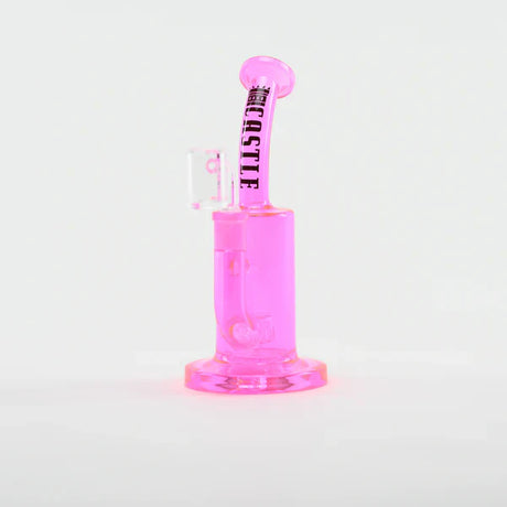 Castle Glassworks | 8.5" Barrel Dab Rig – 7mm Thick Electroplated Glass (14mm Female) Glass Rig Castle Glassworks Pink