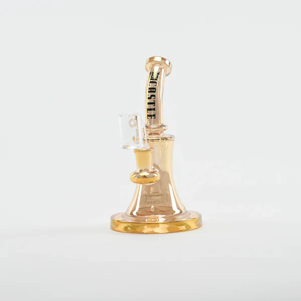 Castle Glassworks | 8.5" Bell Dab Rig – 7mm Thick Electroplated Glass (14mm Female) Glass Rig Castle Glassworks Gold
