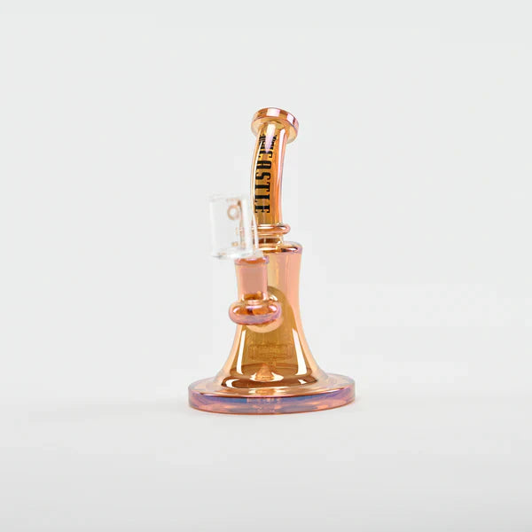 Castle Glassworks | 8.5" Bell Dab Rig – 7mm Thick Electroplated Glass (14mm Female) Glass Rig Castle Glassworks Rose gold