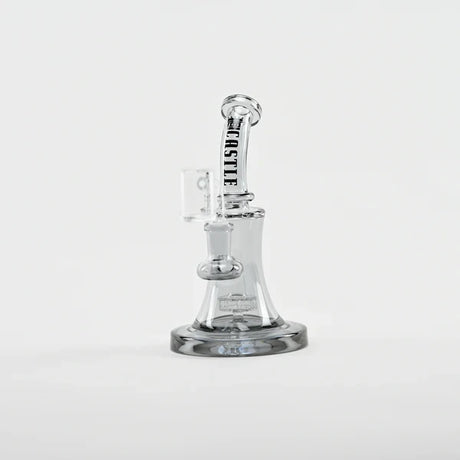 Castle Glassworks | 8.5" Bell Dab Rig – 7mm Thick Electroplated Glass (14mm Female) Glass Rig Castle Glassworks Silver
