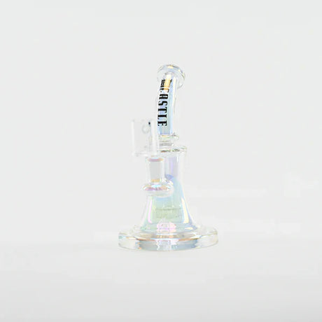 Castle Glassworks | 8.5" Bell Dab Rig – 7mm Thick Electroplated Glass (14mm Female) Glass Rig Castle Glassworks Clear Chrome