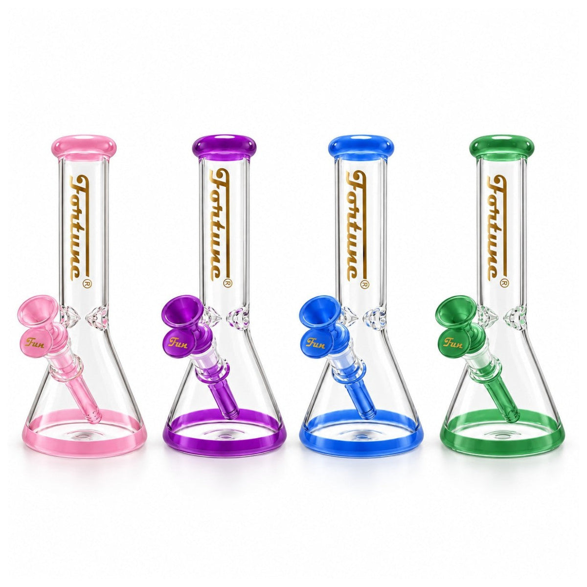 Fortune | 10" Color Accent Beaker Glass Water Pipe – 5mm Glass Bong Fortune
