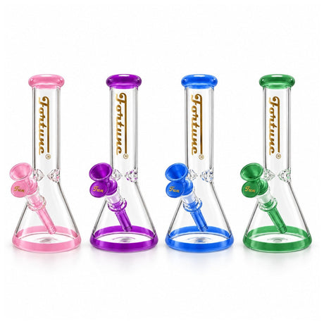 Fortune | 10" Color Accent Beaker Glass Water Pipe – 5mm Glass Bong Fortune
