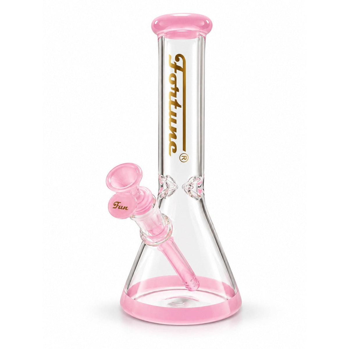 Fortune | 10" Color Accent Beaker Glass Water Pipe – 5mm Glass Bong Fortune Pink