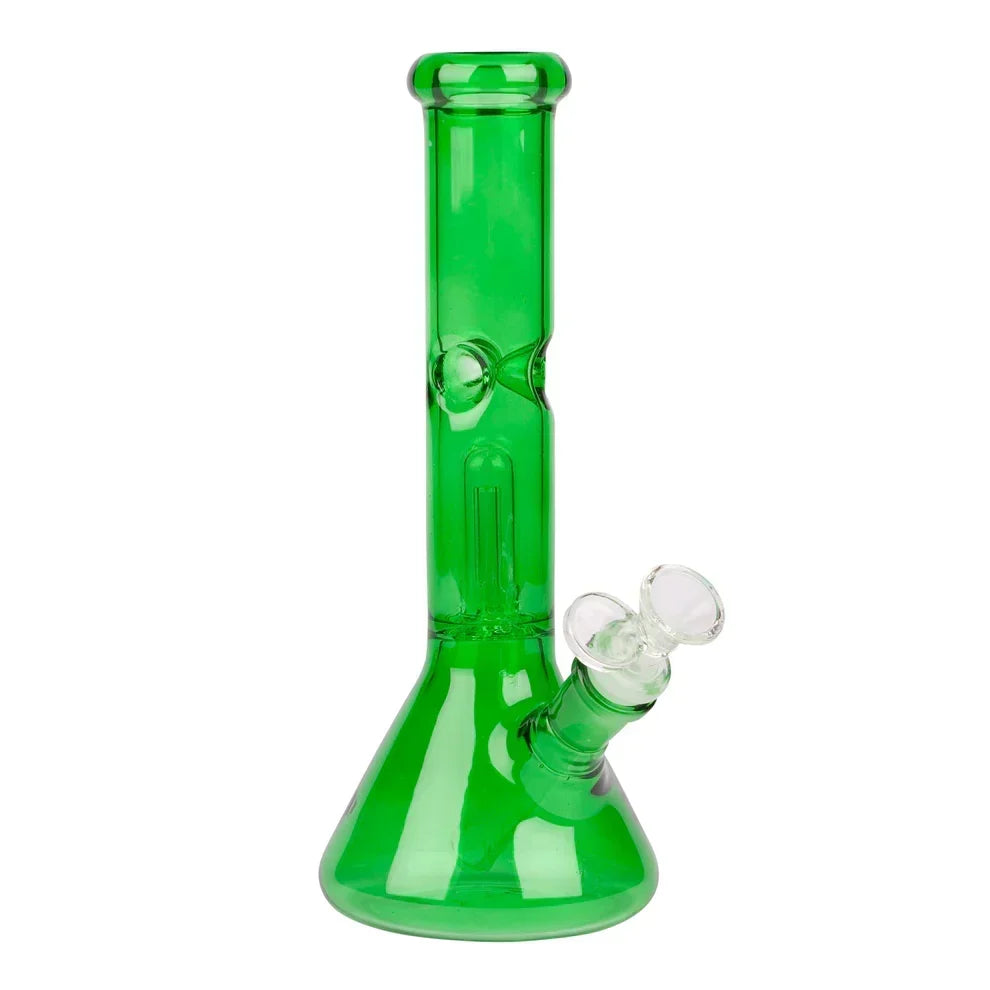 10" Neon Beaker Bong with Dome Perc Bongs Smoking Cat Distribution Dark Green