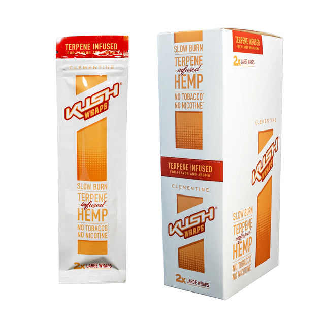KUSH® | Terpene Wraps – 2 Pack (15 Pouches / Box) Leaf Wrap LEHIGH WHOLESALE CLEMENTINE