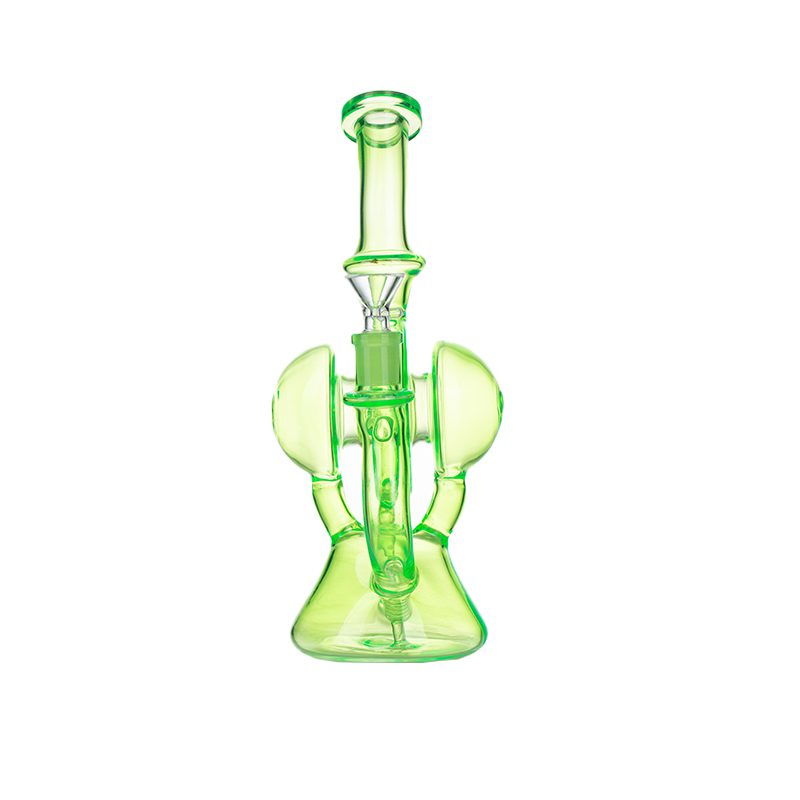 11″ Slim Green Recycler Glass Bong [C8033] Glass Bong Canadian Distributor