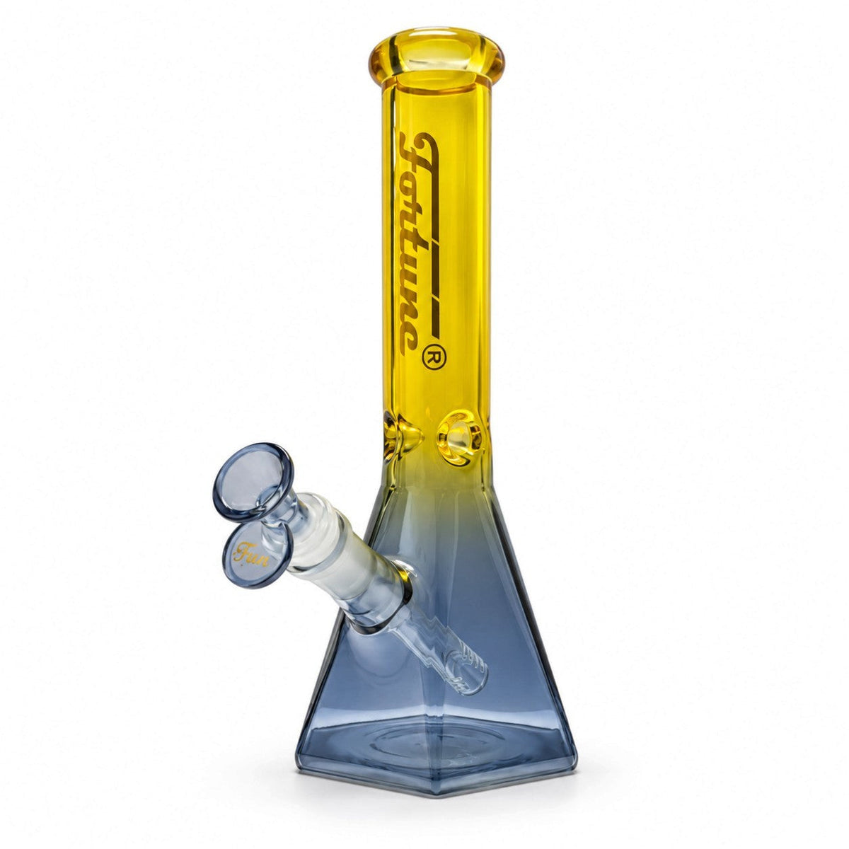 Fortune | 10" Dual-Tone Geometric Beaker Bong Glass Bong Fortune Amber Smoke