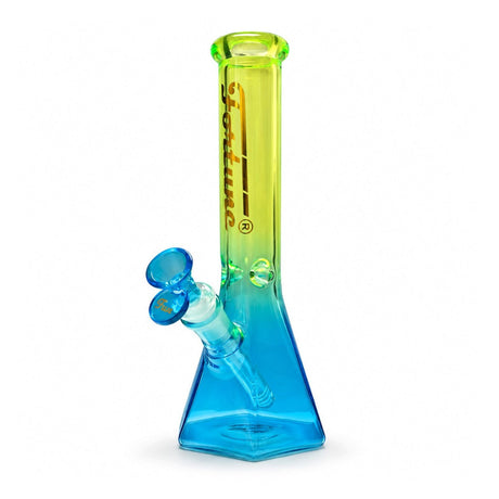Fortune | 10" Dual-Tone Geometric Beaker Bong Glass Bong Fortune Lime Aqua