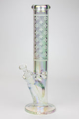 14" Luxury Logo 7 mm classic Electroplated Straight Tube Bong-Blue Grey-A - One Wholesale