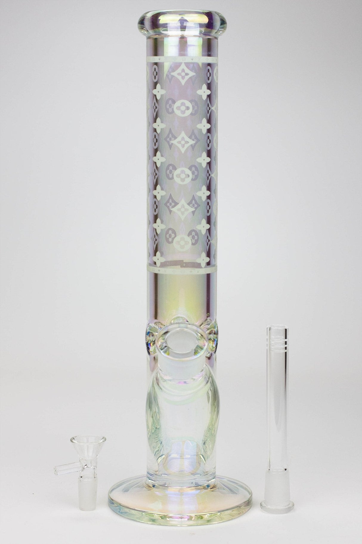 14" Luxury Logo 7 mm classic Electroplated Straight Tube Bong- - One Wholesale