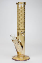 14" Luxury Logo 7 mm classic Electroplated Straight Tube Bong-Transparent Gold-E - One Wholesale