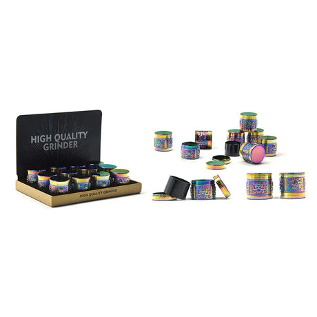 MST3015 Rainbow Finish Zinc-Alloy Grinder – 12 Pieces Display Display Pack The MST