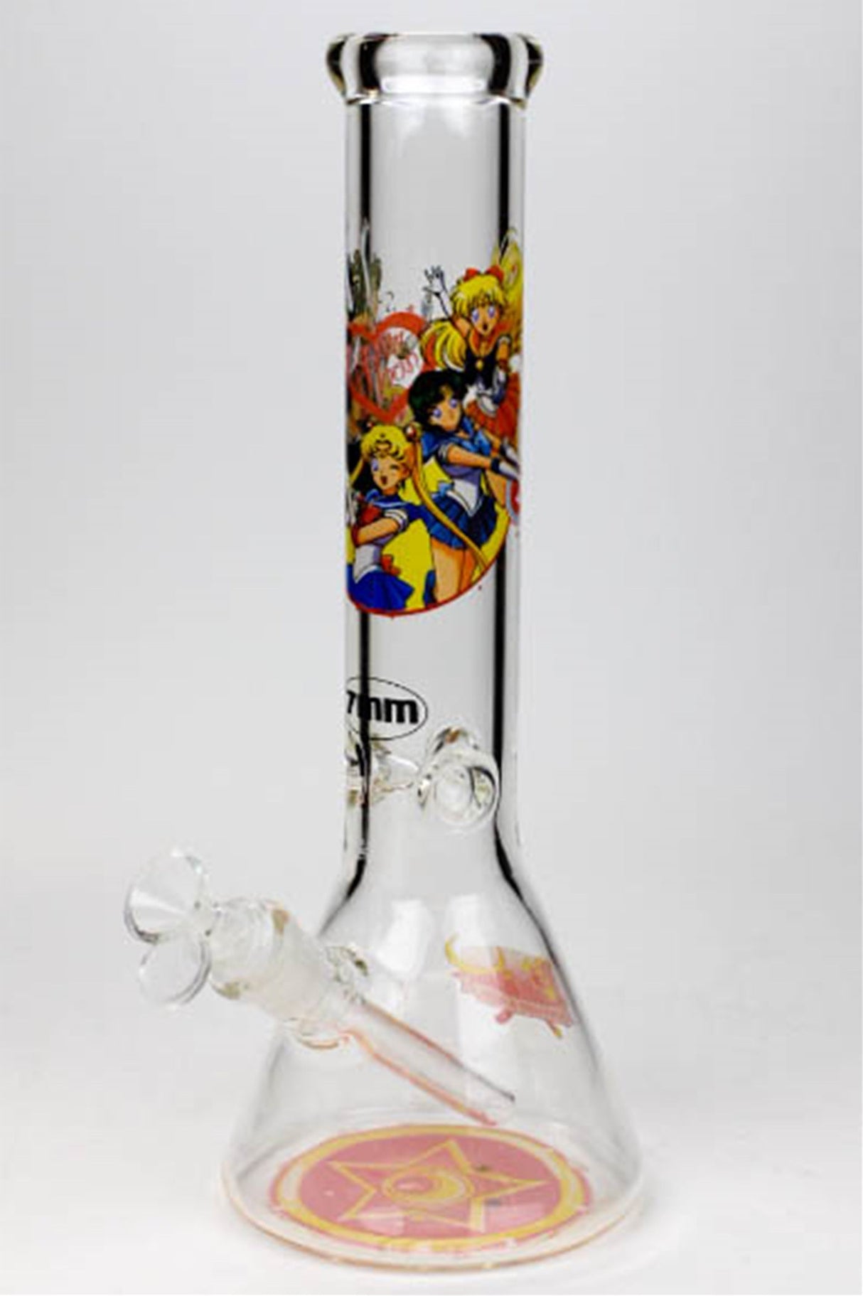 13.5" Cartoon 7 mm glass water beaker bong-Graphic SM - One Wholesale