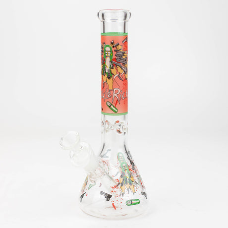 10" RM decal Glow in the dark glass water bong-Graphic A - One Wholesale