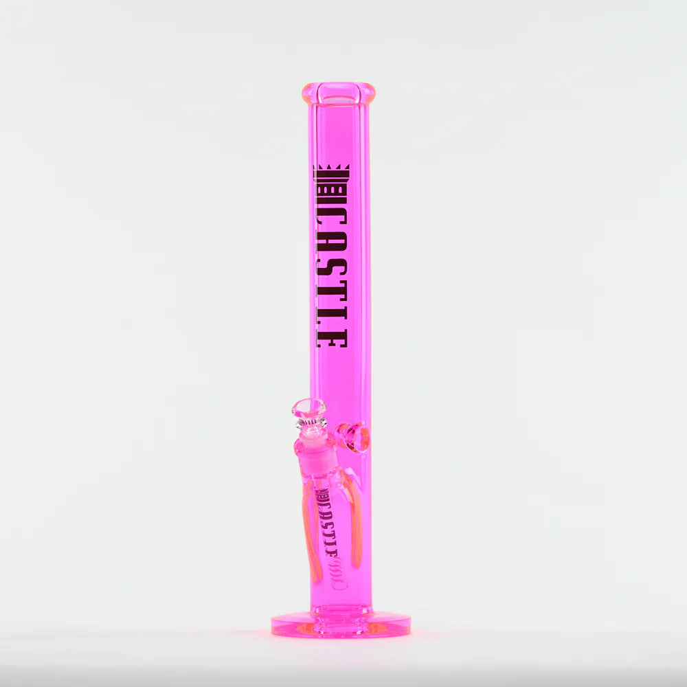 Castle Glassworks | 18" Straight Tube Glass Bong – C-003 (9mm Thick) Glass Bong Castle Glassworks Pink