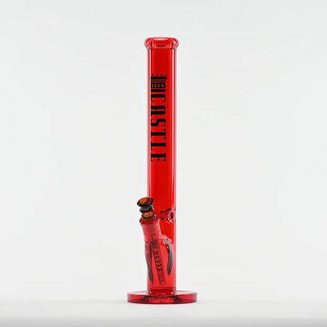 Castle Glassworks | 18" Straight Tube Glass Bong – C-003 (9mm Thick) Glass Bong Castle Glassworks Red