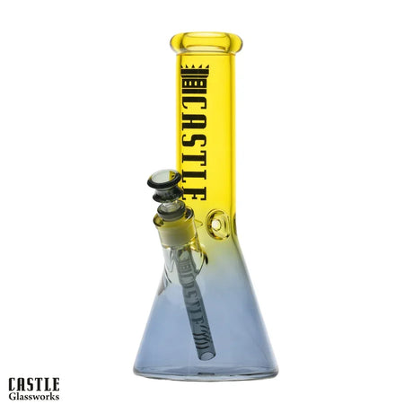 12" Electroplated Beaker Bong - 5mm Thick Glass Glass Bong Castle Glassworks Grey/Yellow