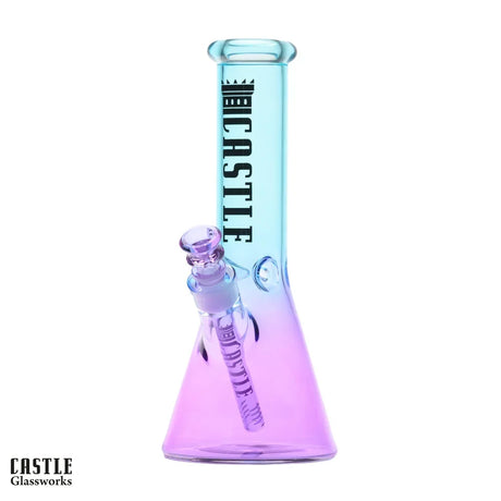 12" Electroplated Beaker Bong - 5mm Thick Glass Glass Bong Castle Glassworks Red/Teal