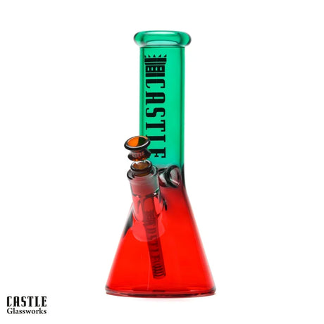 12" Electroplated Beaker Bong - 5mm Thick Glass Glass Bong Castle Glassworks Purple/Teal