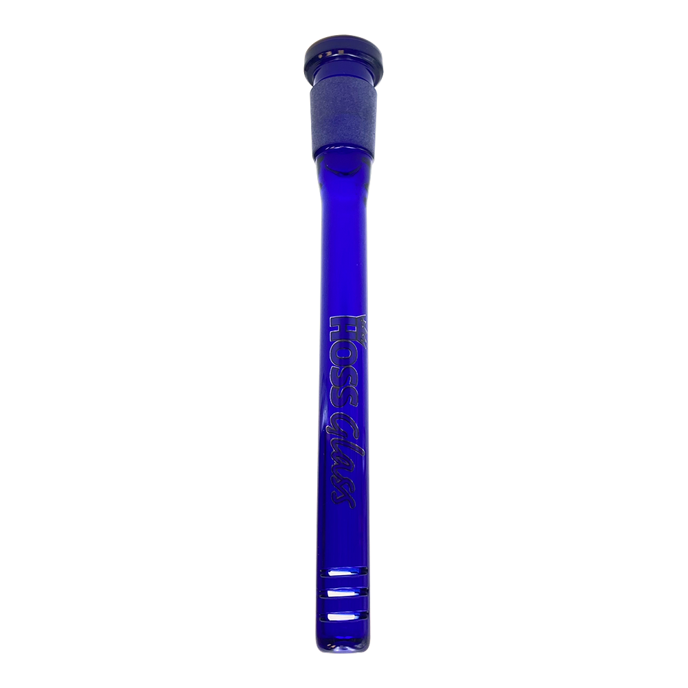 Hoss Glass | 5.5" Full Colour Downstem diffuser with cuts [YX10C] Downstem · Bowlstem Smoking Cat Distribution Blue