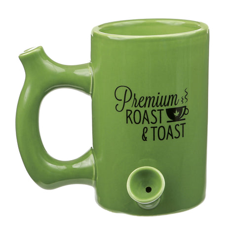 GREEN ROAST & TOAST PIPE MUG WITH BLACK PRINT Quartz hand pipe Roast and Toast Gifts