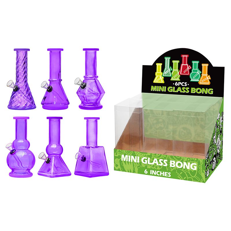 6″ Soft Glass Mini Bongs – Assorted Designs | 6-Piece Display [GL-M6010x]