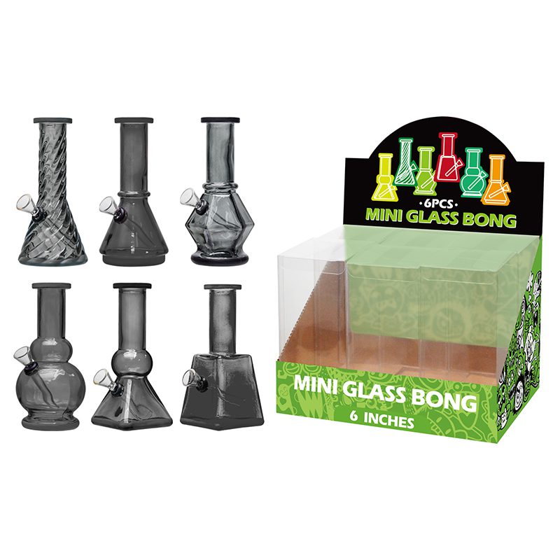 6″ Soft Glass Mini Bongs – Assorted Designs | 6-Piece Display [GL-M6010x]