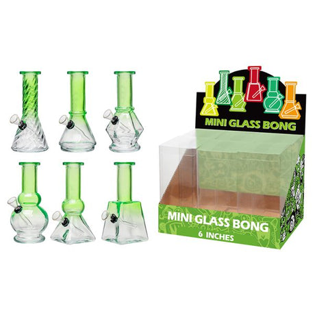 6″ Soft Glass Two Tone Mini Bongs – Assorted Designs | 6-Piece Display [GL-M6020x]