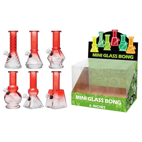 6″ Soft Glass Two Tone Mini Bongs – Assorted Designs | 6-Piece Display [GL-M6020x]