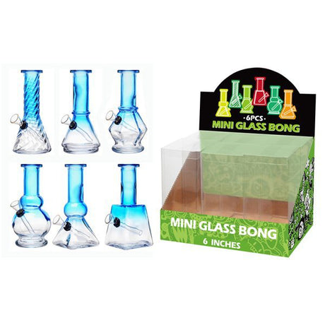 6″ Soft Glass Two Tone Mini Bongs – Assorted Designs | 6-Piece Display [GL-M6020x]