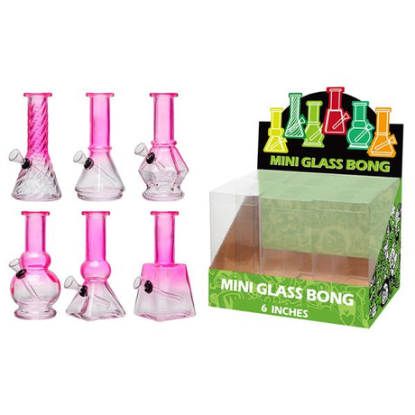 6″ Soft Glass Two Tone Mini Bongs – Assorted Designs | 6-Piece Display [GL-M6020x]