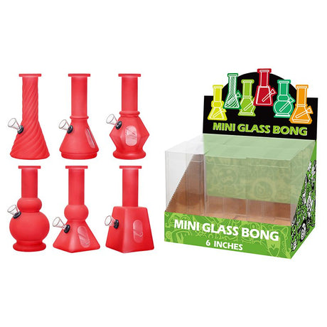 6″ Soft Glass Mini Bongs – Assorted Designs | 6-Piece Display [GL-M6030x] Glass Bong Canadian Distributor Red