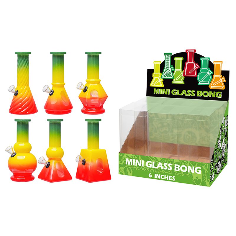 6″ Soft Glass Mini Bongs – Assorted Designs | 6-Piece Display [GL-M60401]