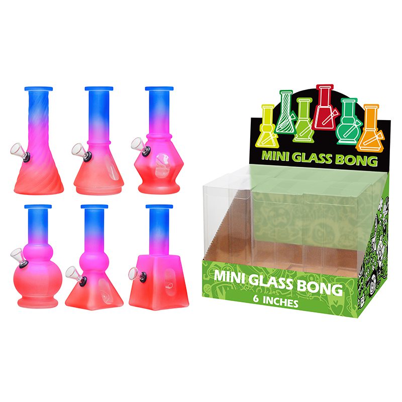 6″ Soft Glass Mini Bongs – Assorted Designs | 6-Piece Display [GL-M6050x]
