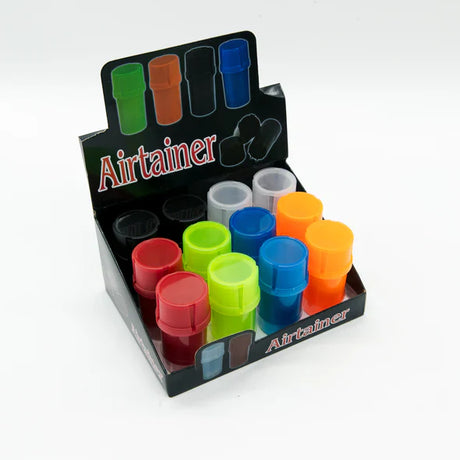 Airtainer Grinder 12 Pack – Assorted Colors | Storage + Grinder Combo Herb Saver Grinder Small Biz Distributors