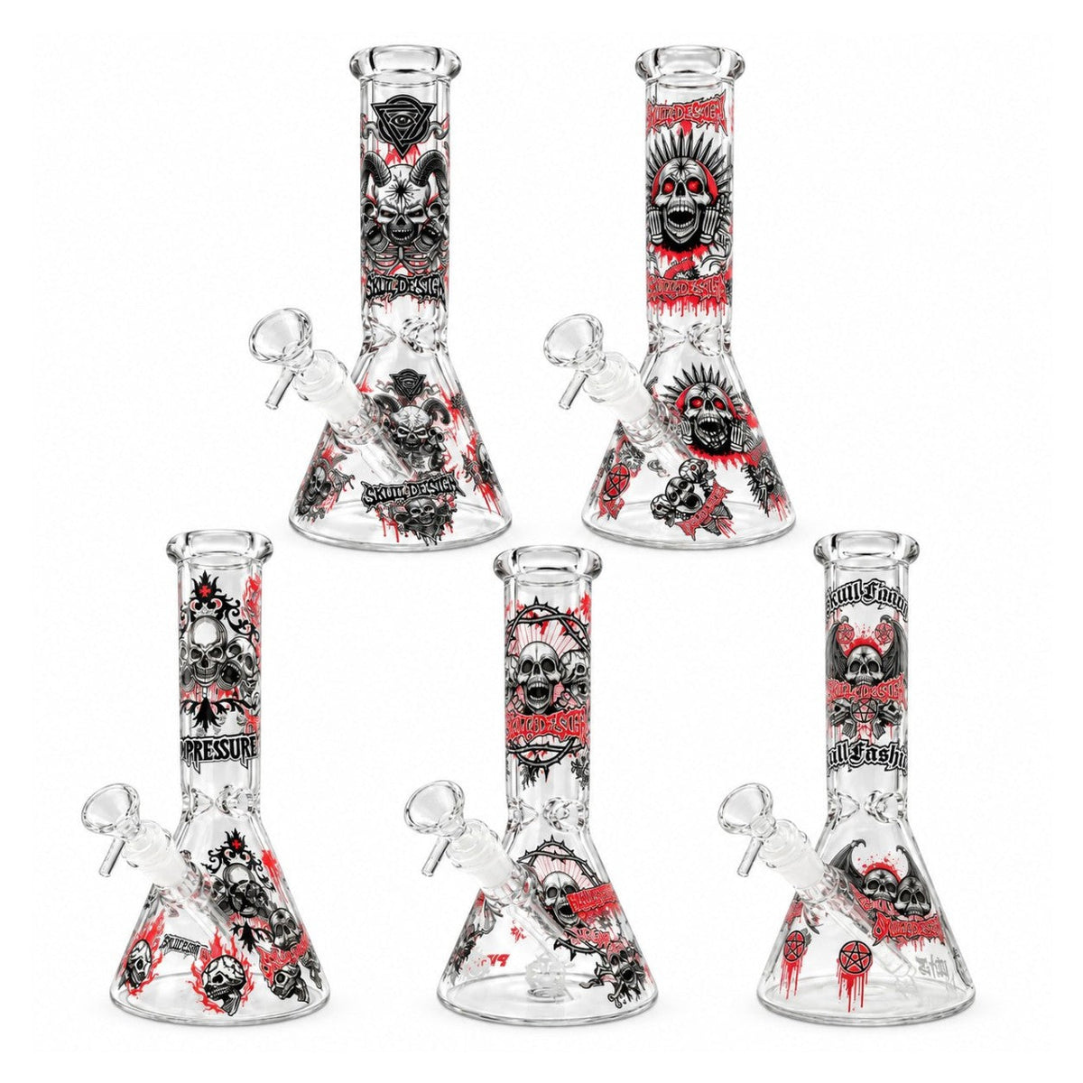 10" Glow-in-the-Dark Skull Graphic Beaker Glass Bong Super Supplys Inc