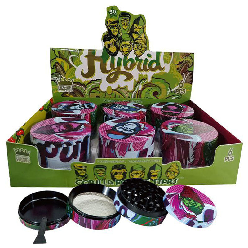 4 Part Grinder Hybrid, Rolling Stars Assorted Color & Printed Design [GRS-H6918] Display Pack Canadian Distributor