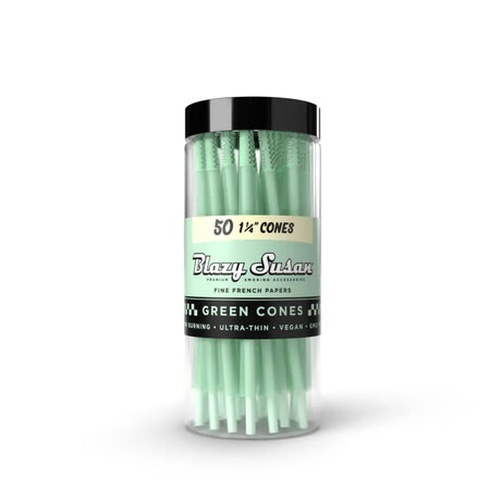 Blazy Susan | Green Cones Jar – (50 Count) Pre-rolled Cone (Bulk / Tower) Smoking Cat Distribution 1 1/4"