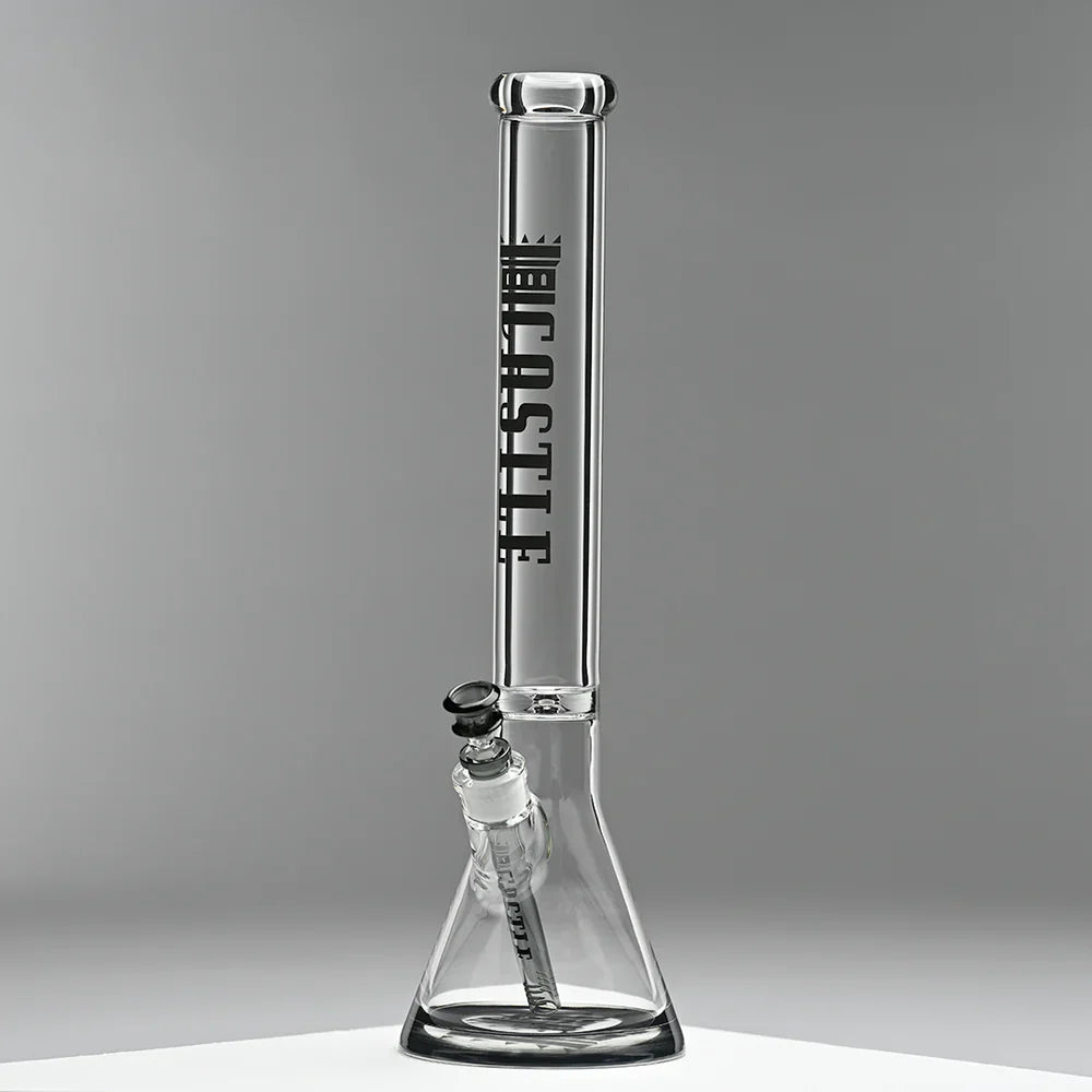 Castle Glassworks | 18" Beaker 9mm Glass bong – Color Logo Glass Bong Castle Glassworks Gray