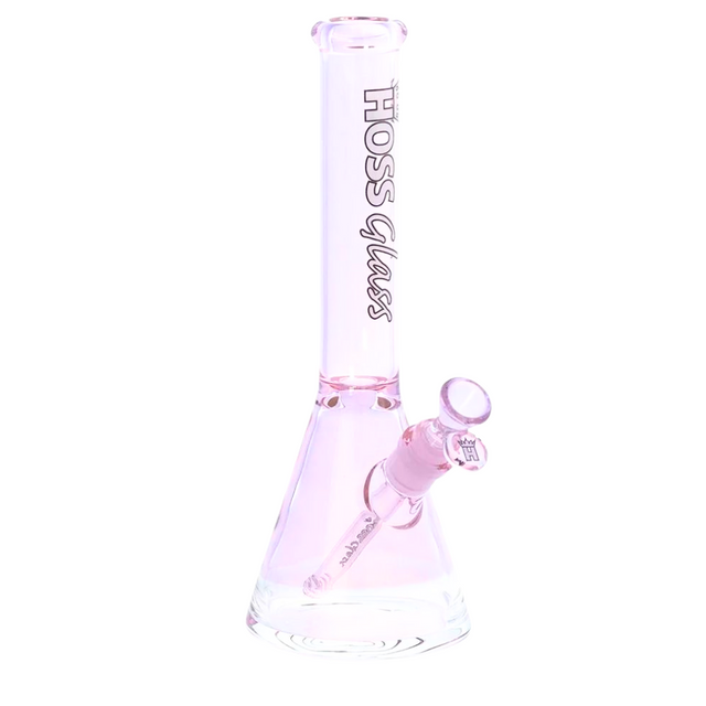 HOSS | 12" Glass 38mm Diameter Colored Beaker w/ Window Base [H070] Glass Bong Smoking Cat Distribution Pink