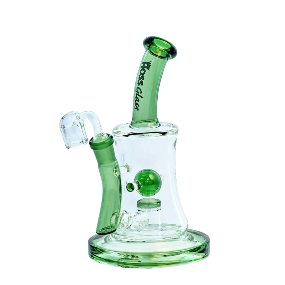 Hoss | 10" Hourglass Marble Rig [H509] Glass Rig Smoking Cat Distribution Green