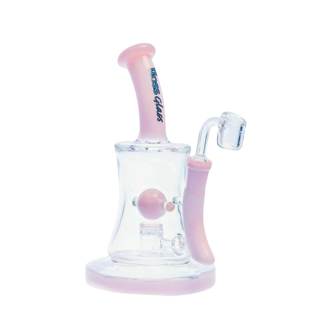 Hoss | 10" Hourglass Marble Rig [H509] Glass Rig Smoking Cat Distribution Milk Pink